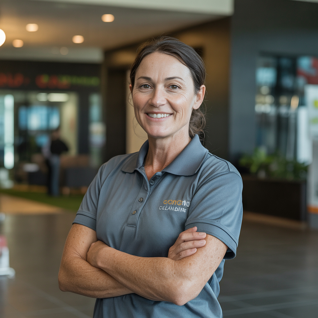Australian female cleaning business owner in professional uniform